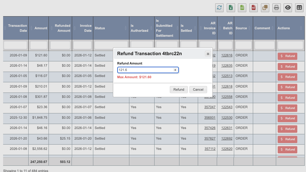 CC Report Refund Modal