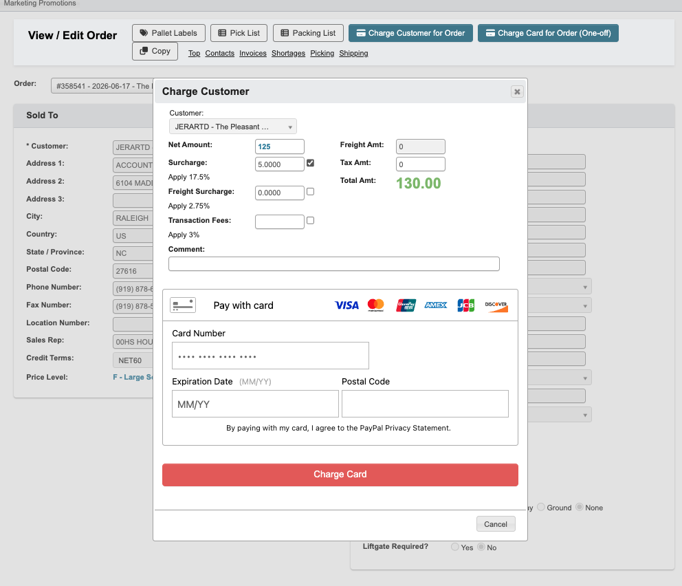 Charge Card Fields