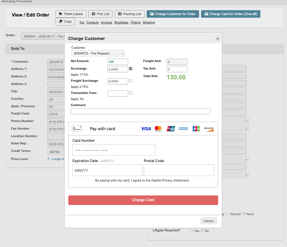 Charge Card Fields