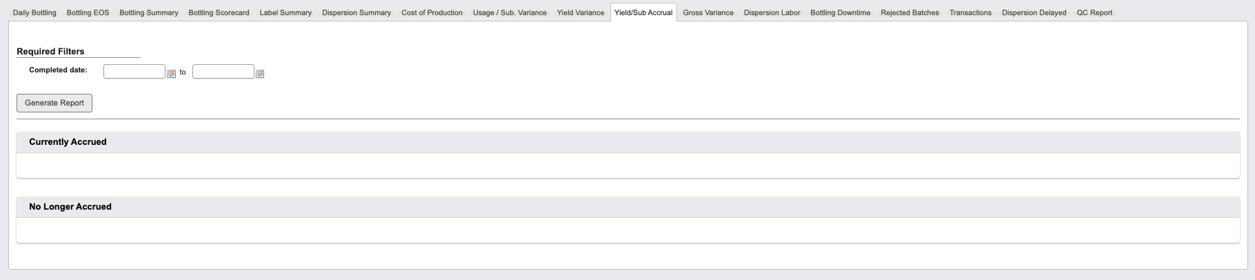 Yield Sub Accrual Report