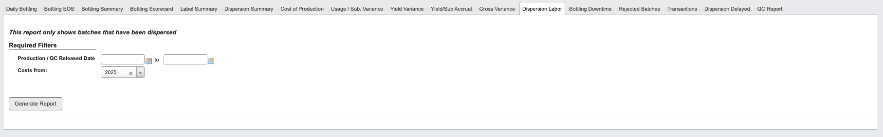 Dispersion Labor Report