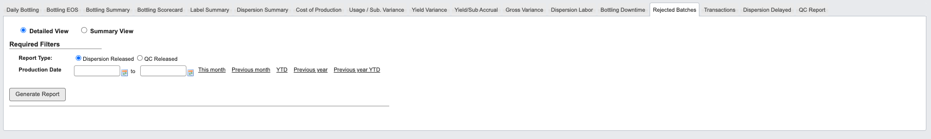 Rejected Batches Report