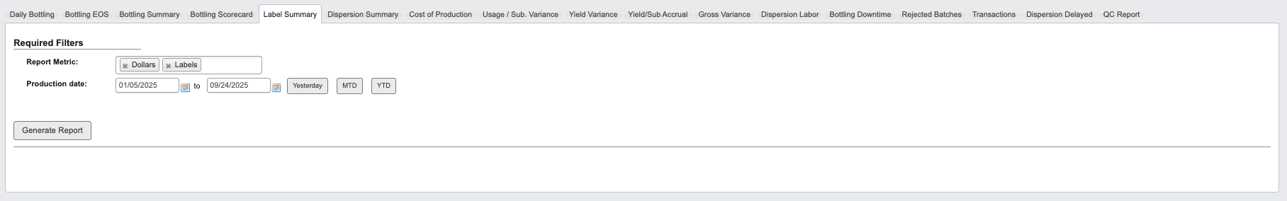 Label Summary Report