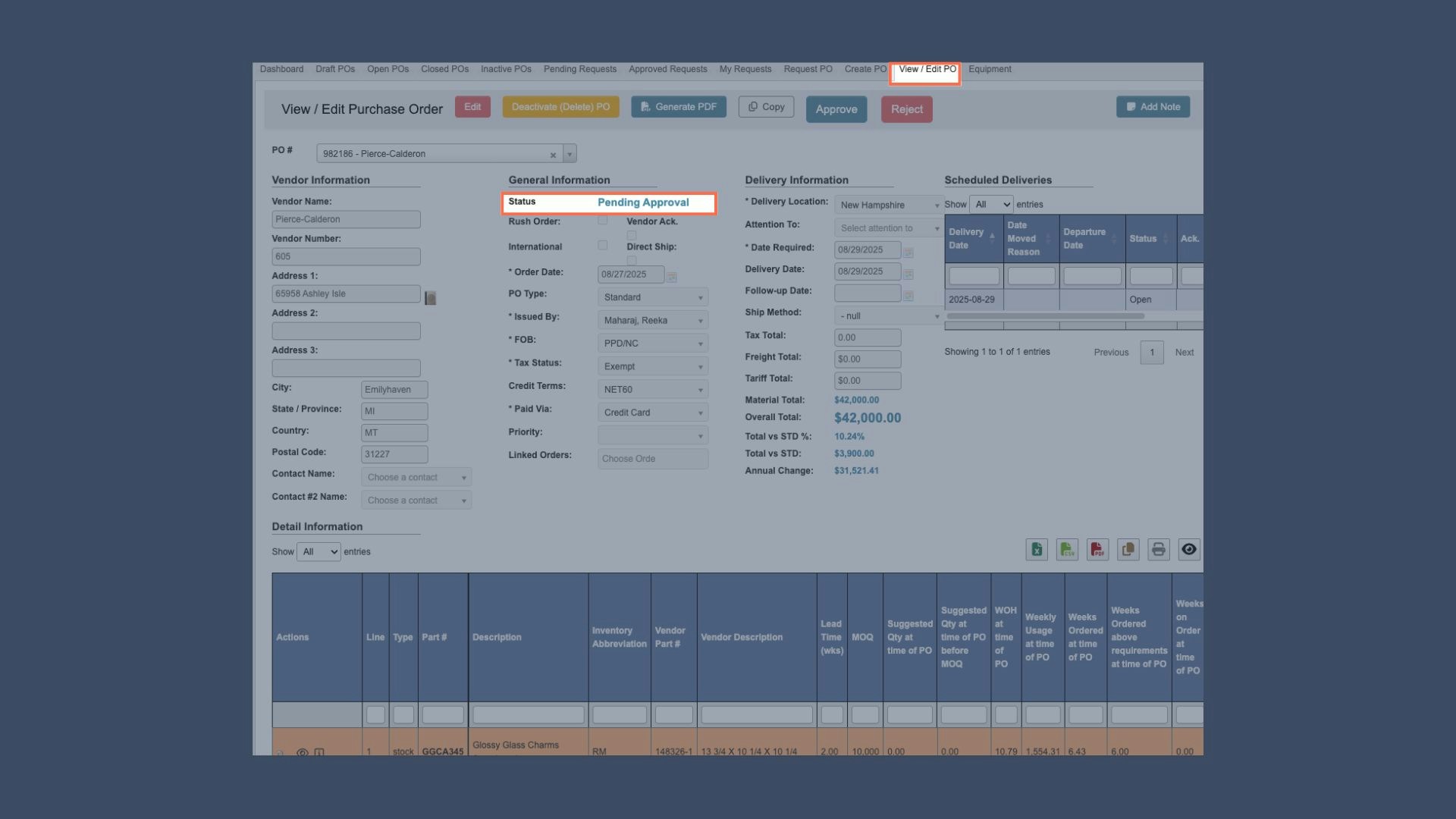 Change from Create PO to View / Edit PO