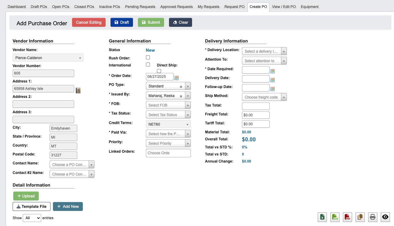 Purchase Orders - Tutorial: Create a Purchase Order (PO) - DASH ...