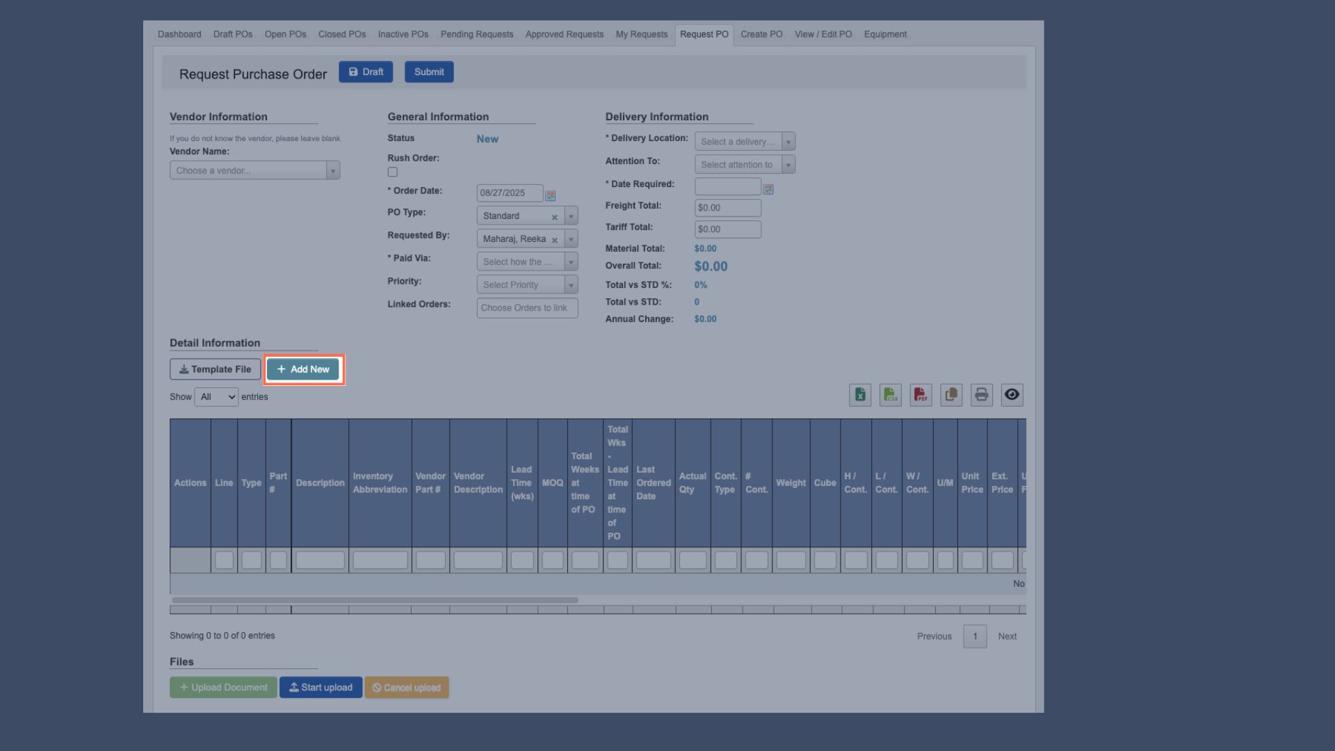 Purchase Orders - Tutorial: Request a Purchase Order - DASH Documentation