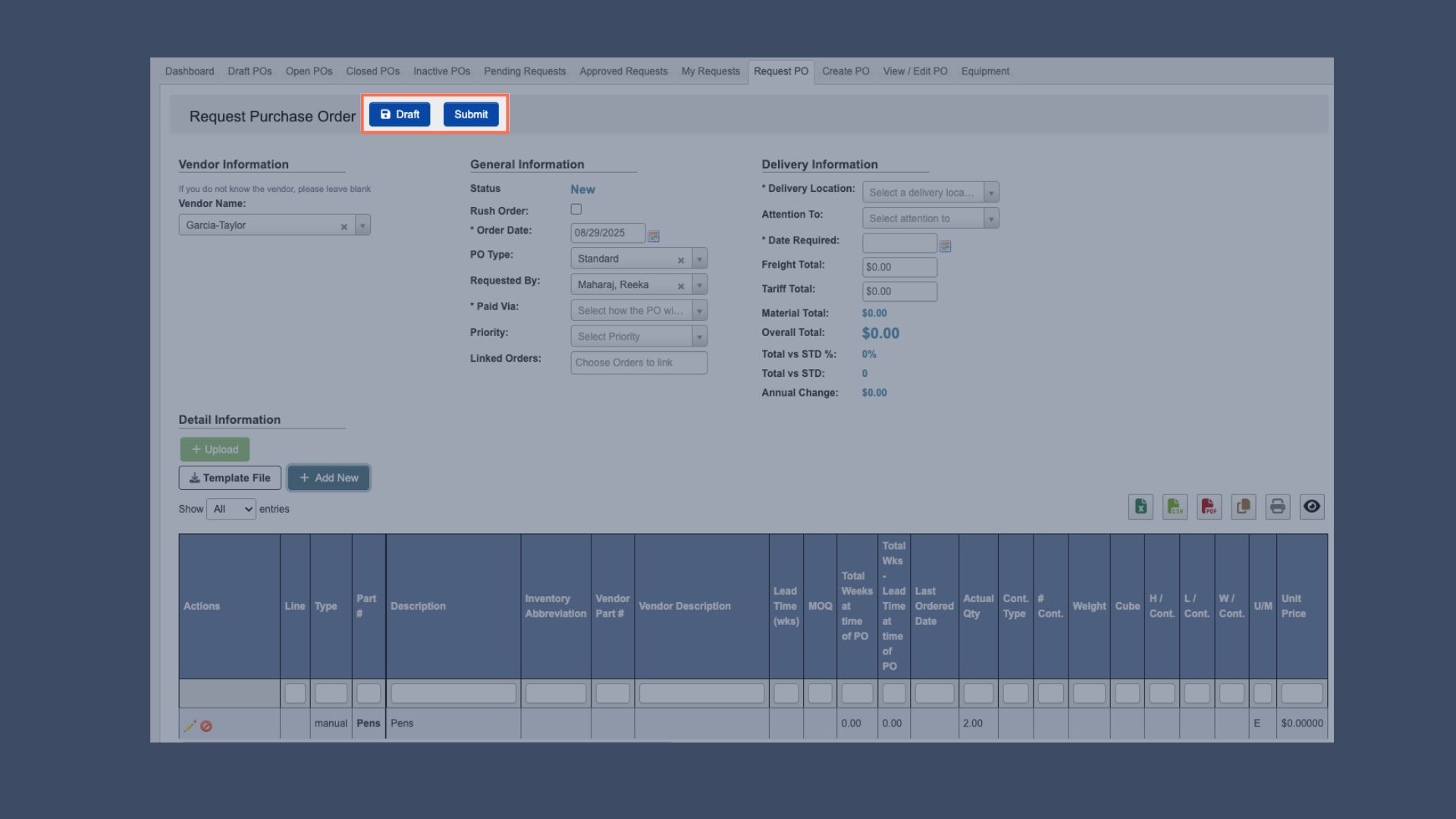Purchase Orders - Tutorial: Request a Purchase Order - DASH Documentation