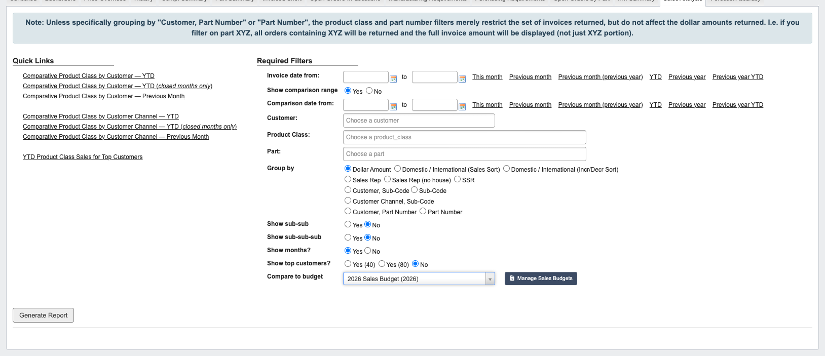 Generate Sales Analysis report