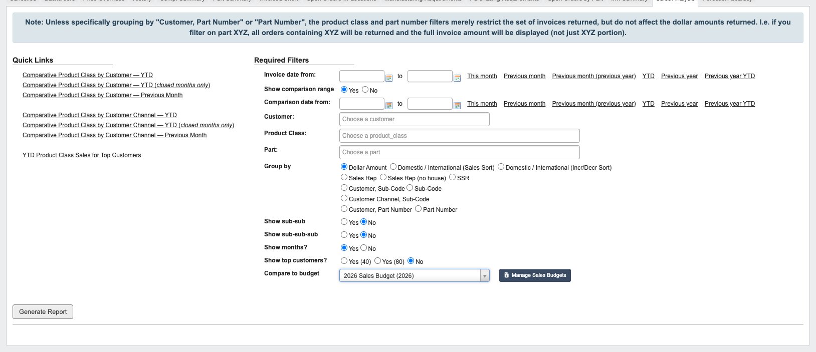 Generate Sales Analysis report