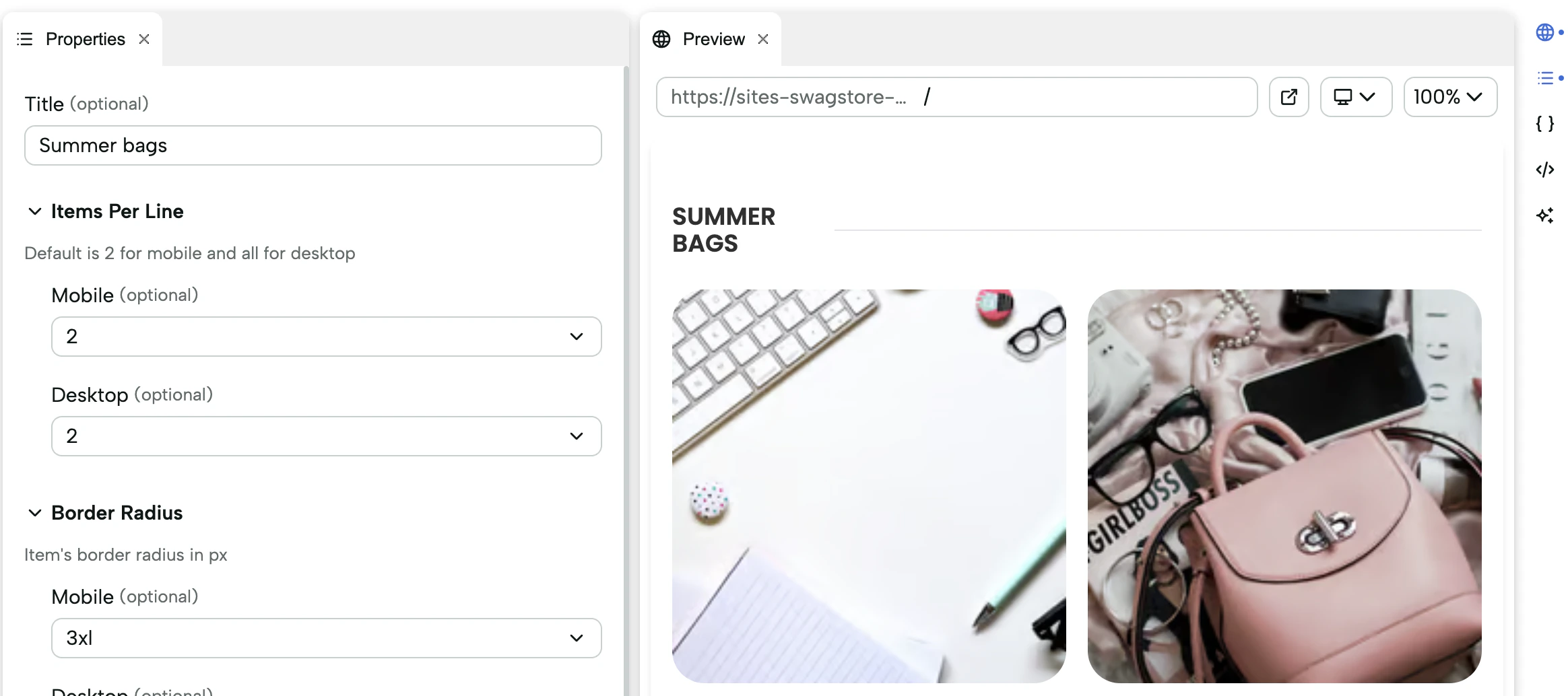 Modifying a saved section