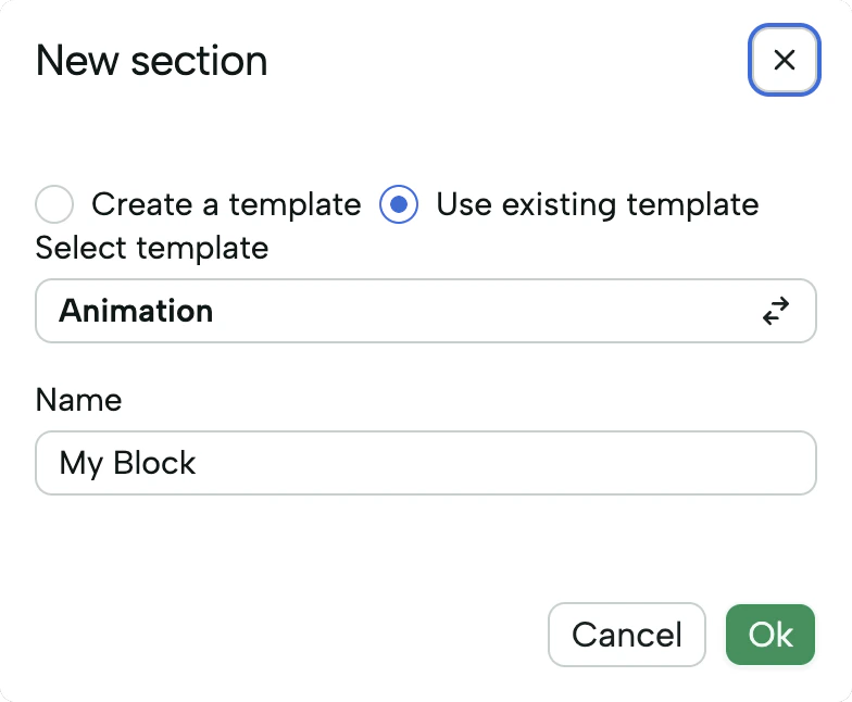 Creating a section