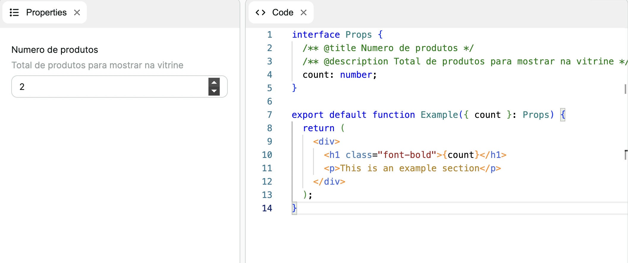 Section form with customized label and description