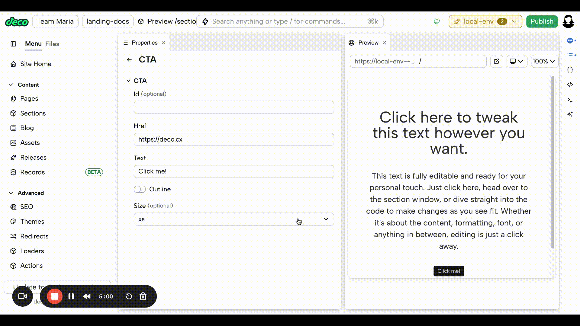 CTA Button Size Adjustment