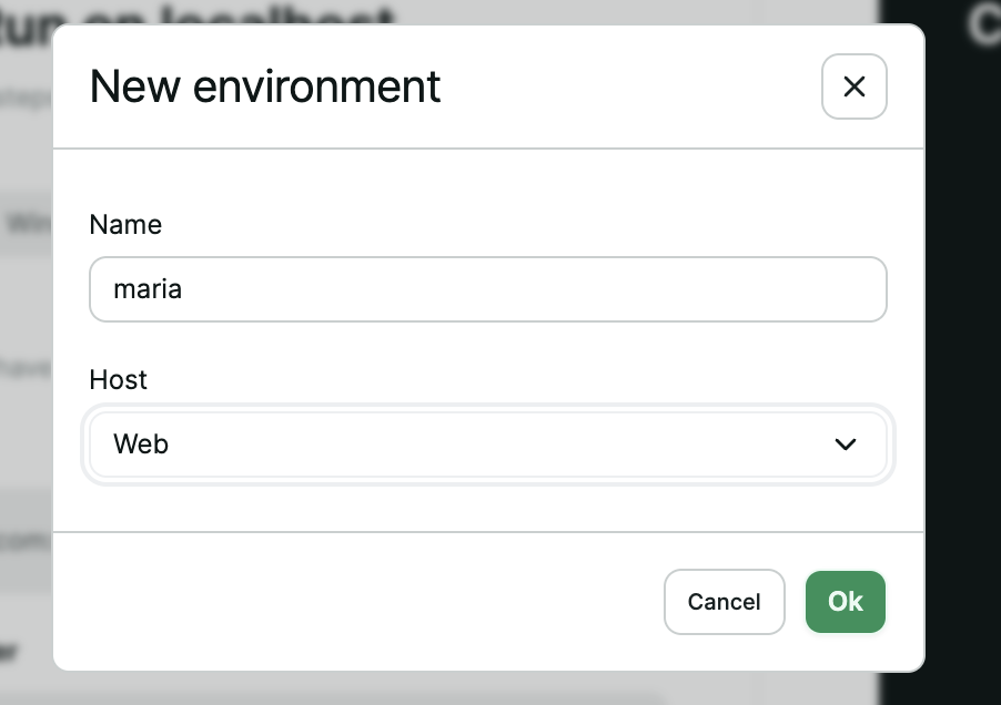 New Environment Form