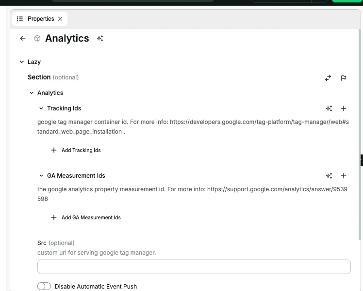Configuring your section