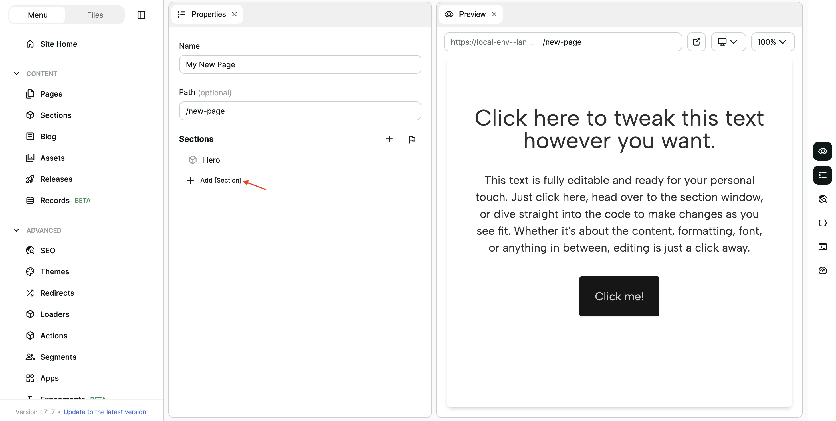 Choosing the page theme
