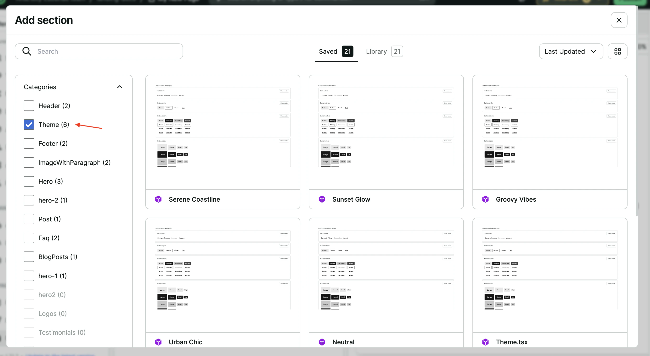 Changing the page theme