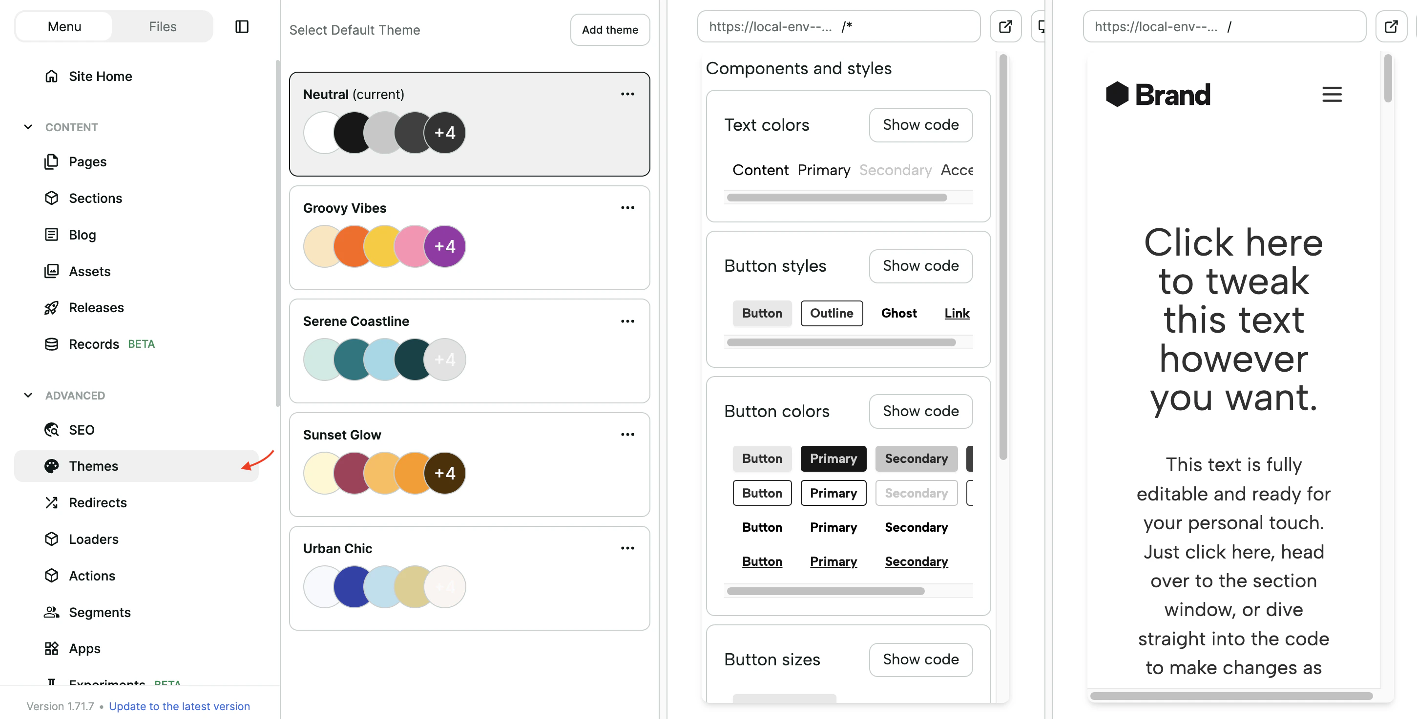Changing theme colors