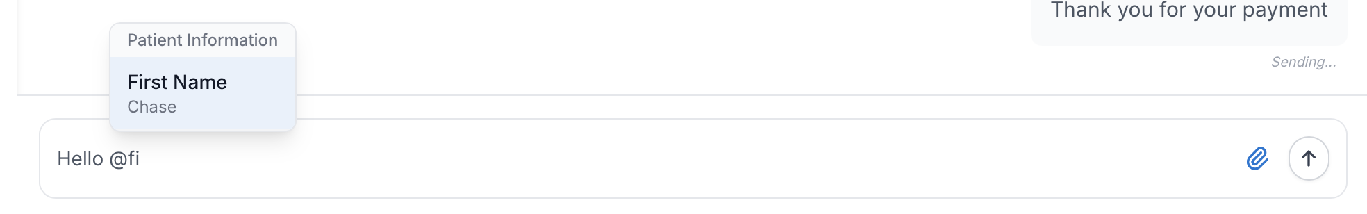 Smart Mentions showing patient information preview