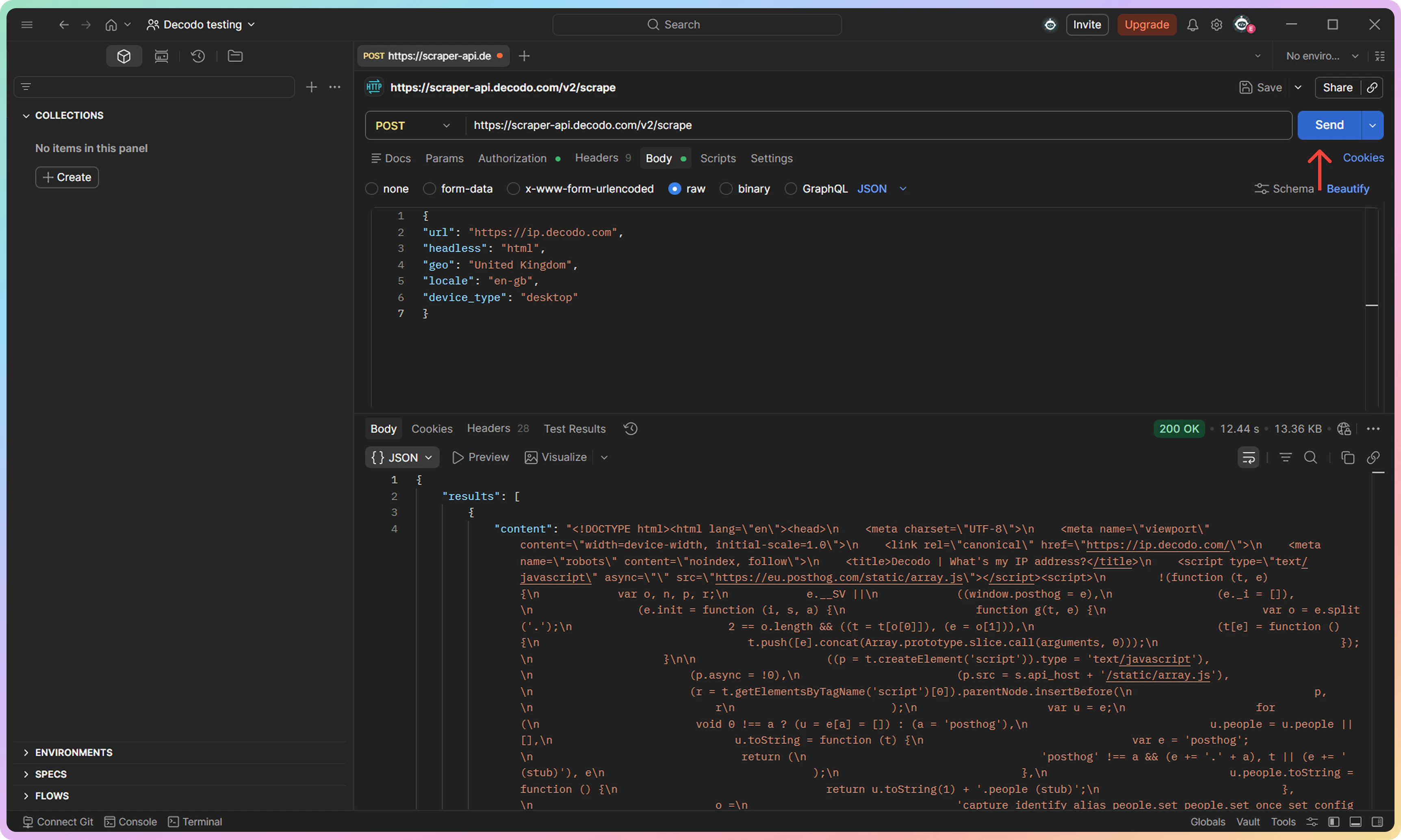 Postman Send Request