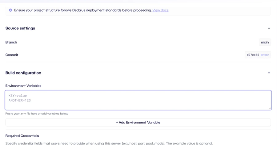 Deploy server configuration