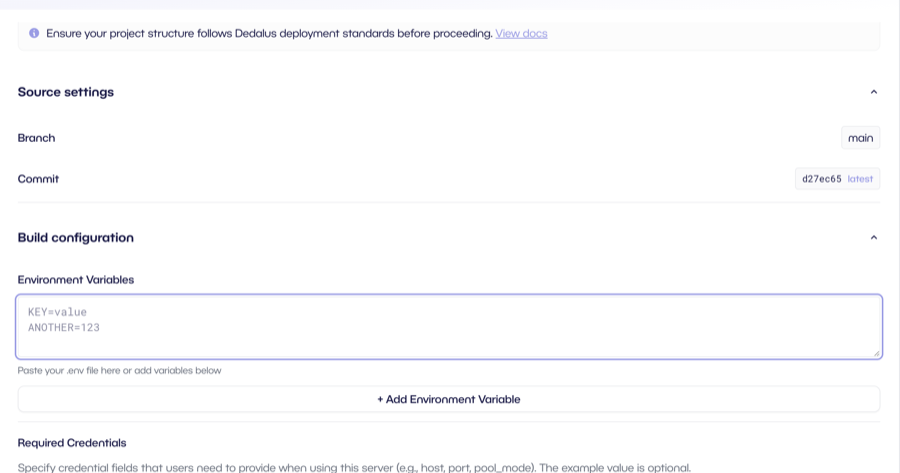 Deploy server configuration