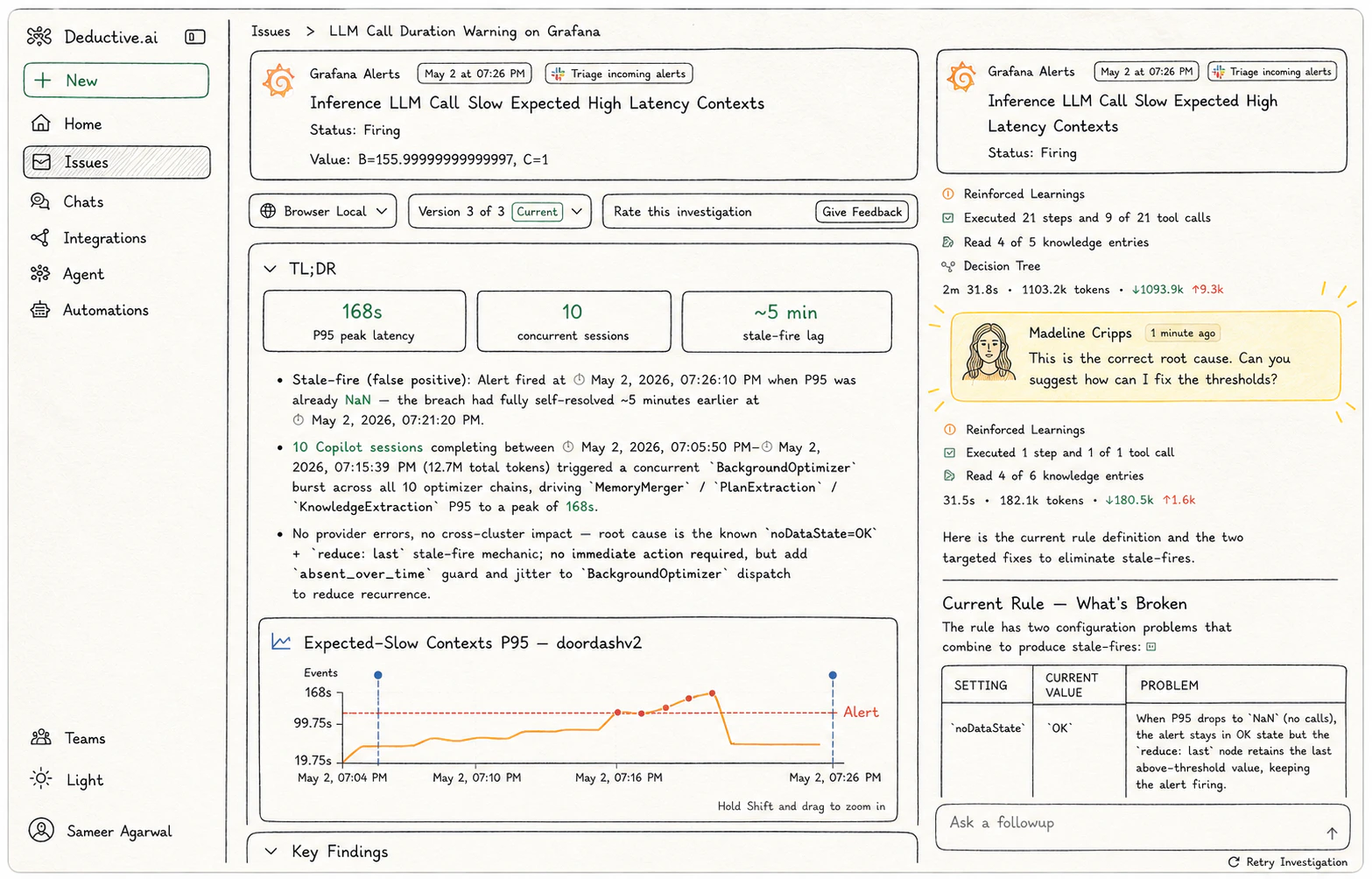 Inline comment box on a Deductive message