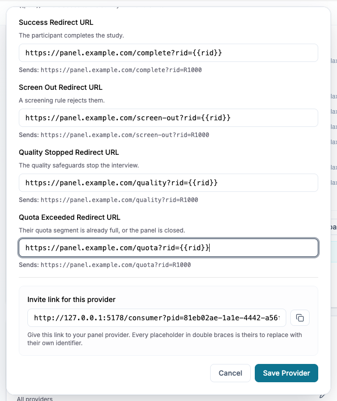 Contrôlez les URL de sortie et les identifiants de chaque fournisseur avant le trafic réel.