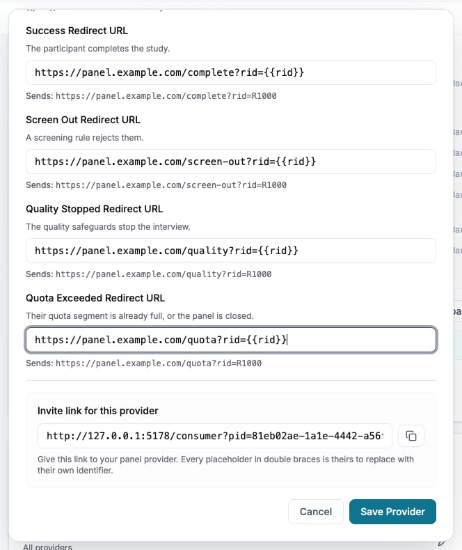 Contrôlez les URL de sortie et les identifiants de chaque fournisseur avant le trafic réel.