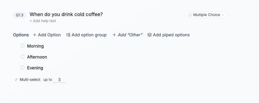Morning, Afternoon, and Evening options with Multi-select enabled