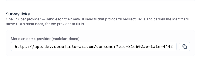 Survey links identifies which invitation link belongs to each provider.