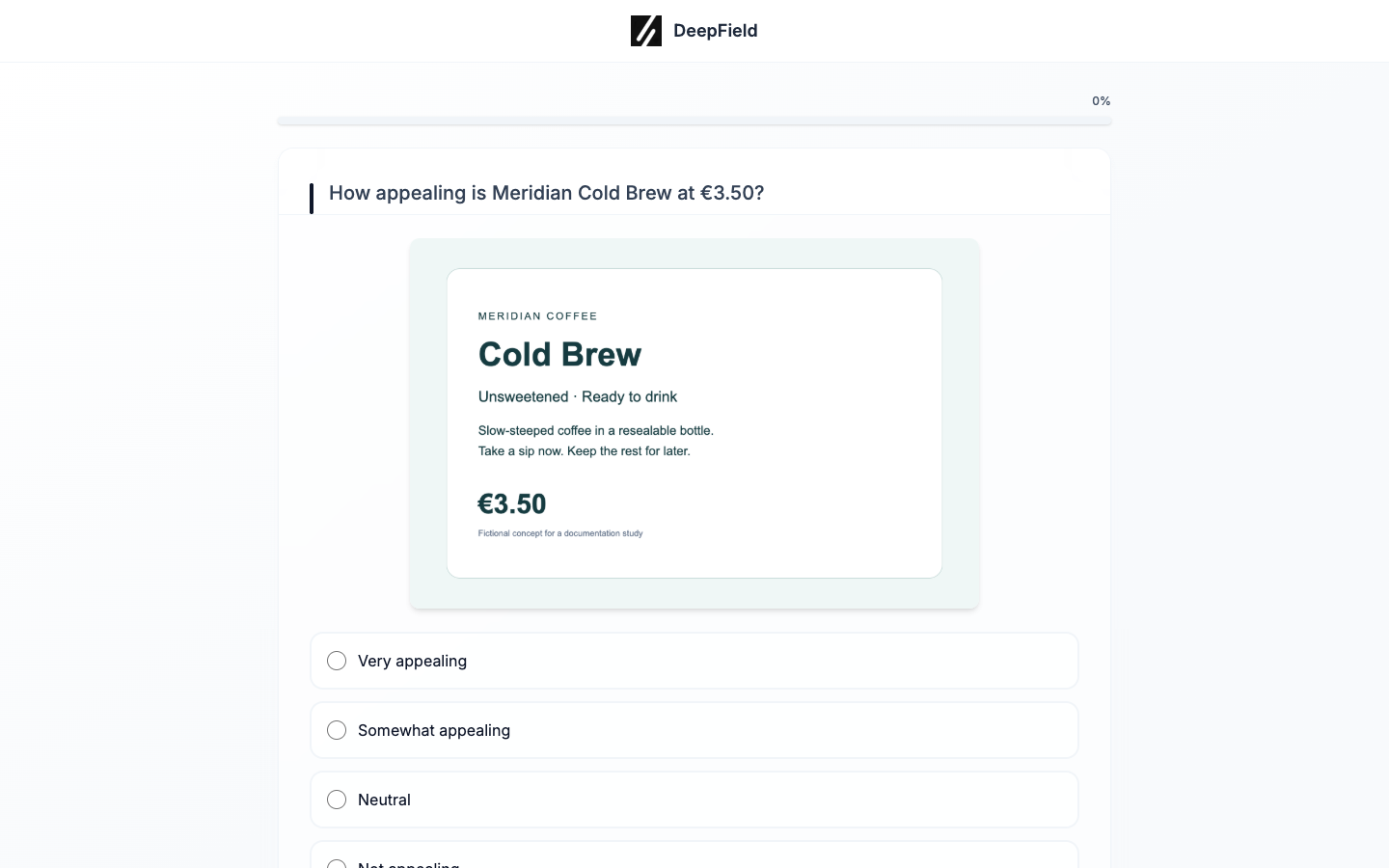 Meridian Cold Brew concept at €3.50 above the appeal question