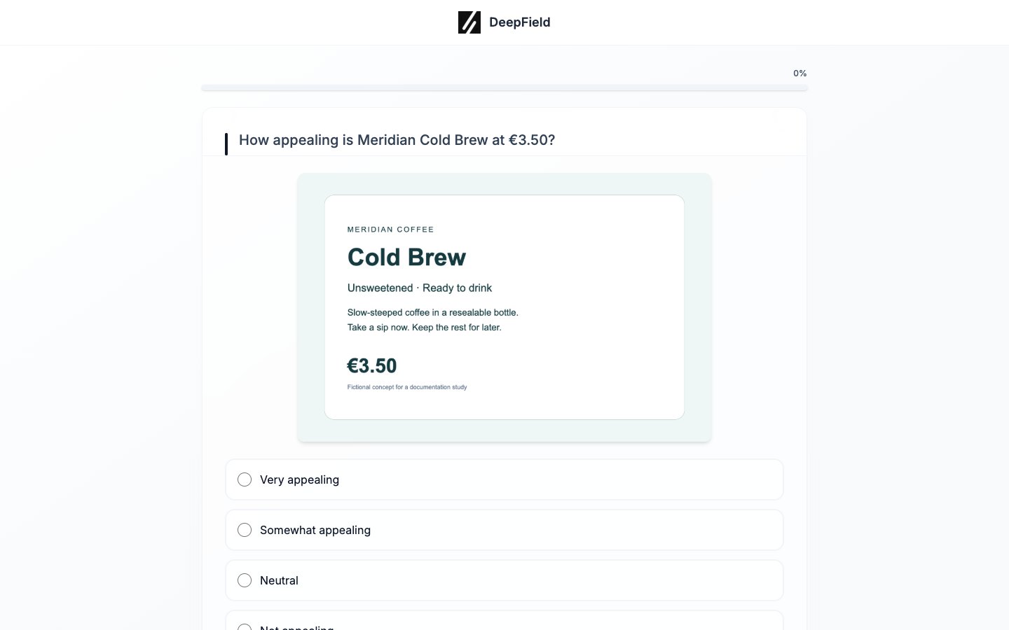 Meridian Cold Brew concept at €3.50 above the appeal question
