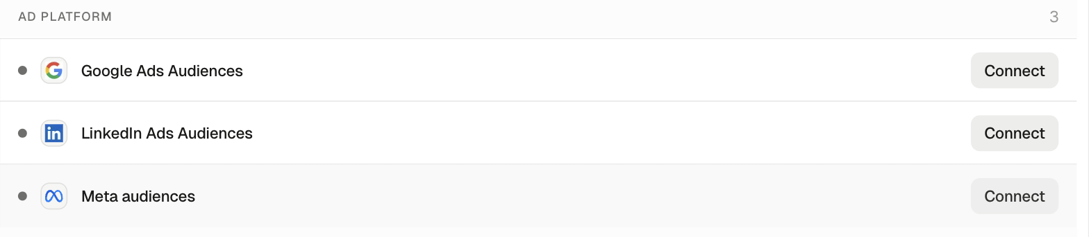 Meta audiences in the Deepline integrations list