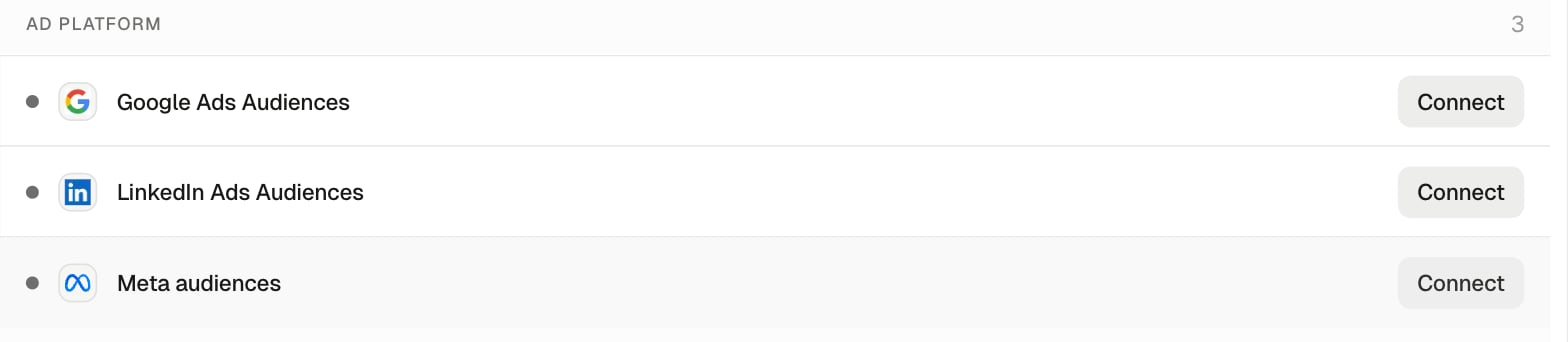 Meta audiences in the Deepline integrations list