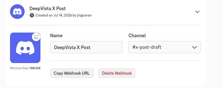Copying the Discord webhook URL
