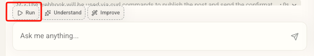 Run button on the workflow panel