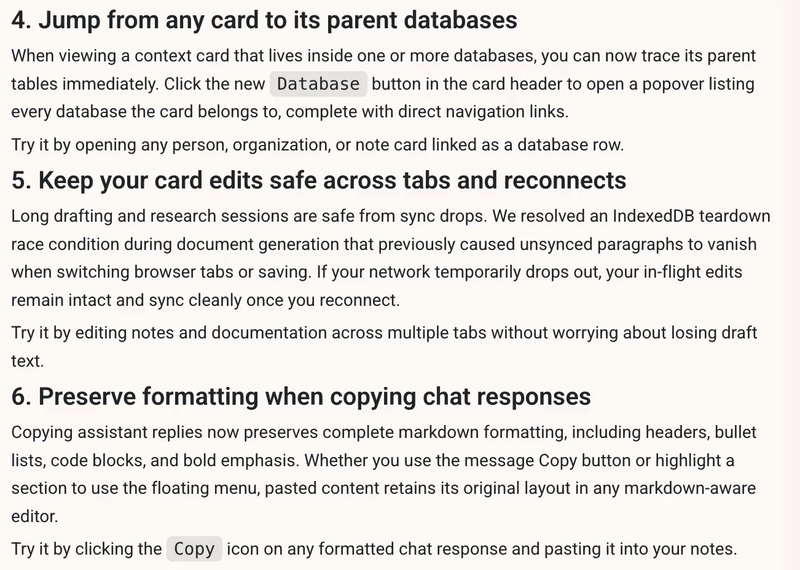 Copying a chat response and pasting it with formatting preserved