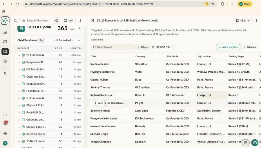 Adding a workflow to a database from its toolbar