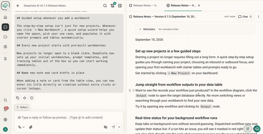 Setting up a new project through the guided step-by-step flow