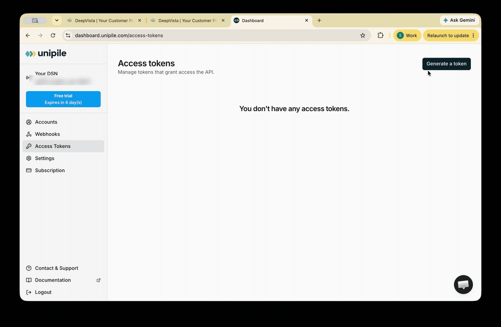 Generating a Unipile access token