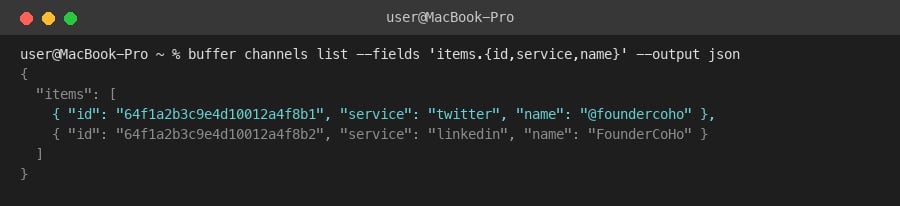 Listing Buffer channels to find the X channel ID