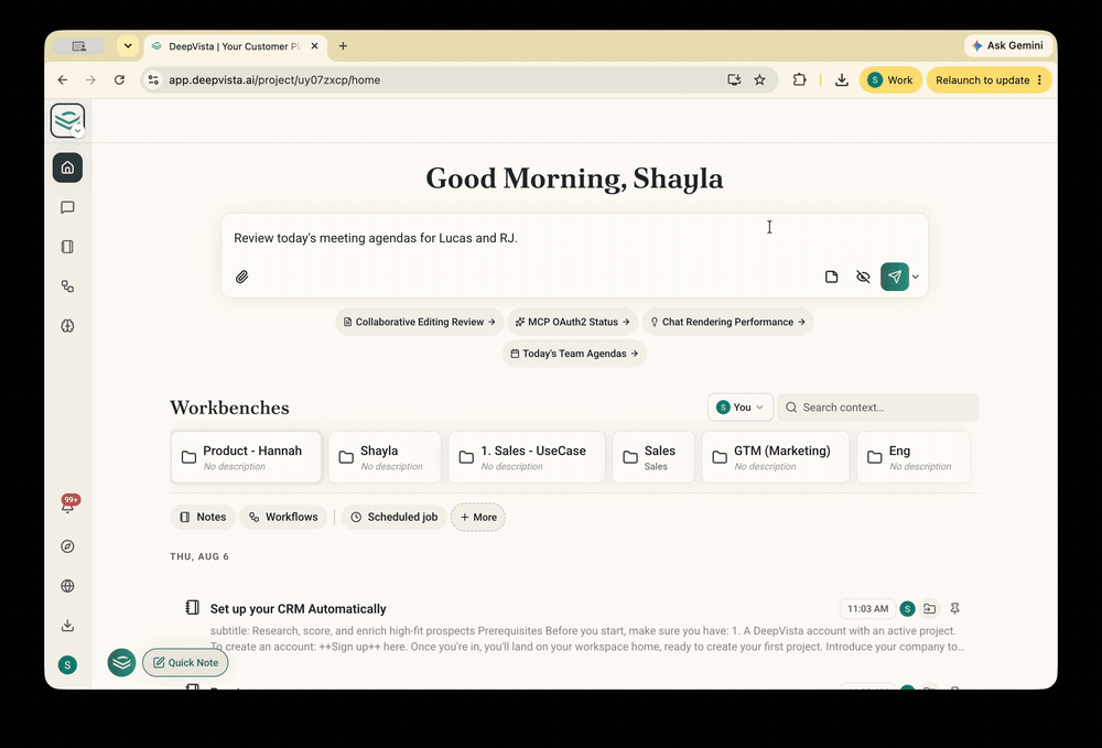Organize your project with Workbenches