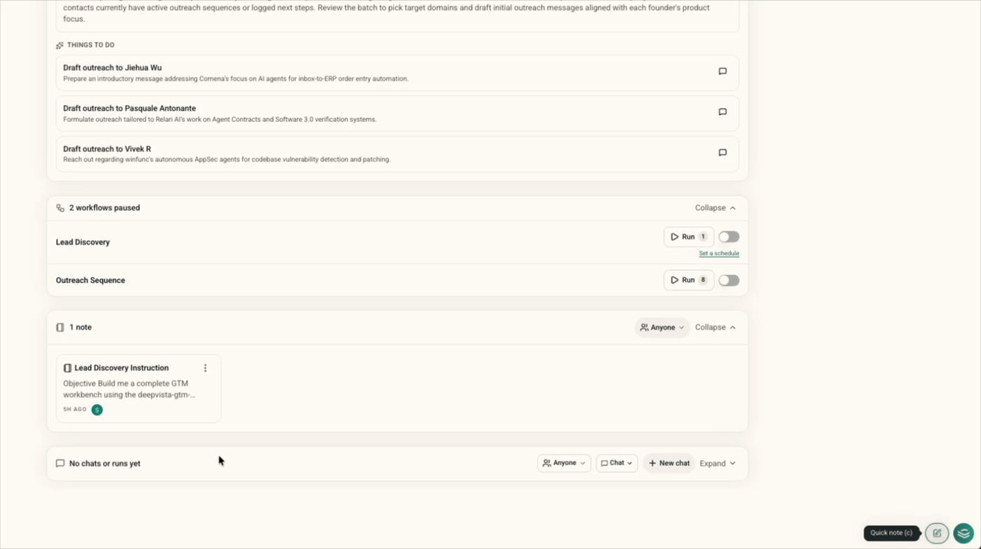 Pasting raw call takeaways into the Notes tab of a workbench