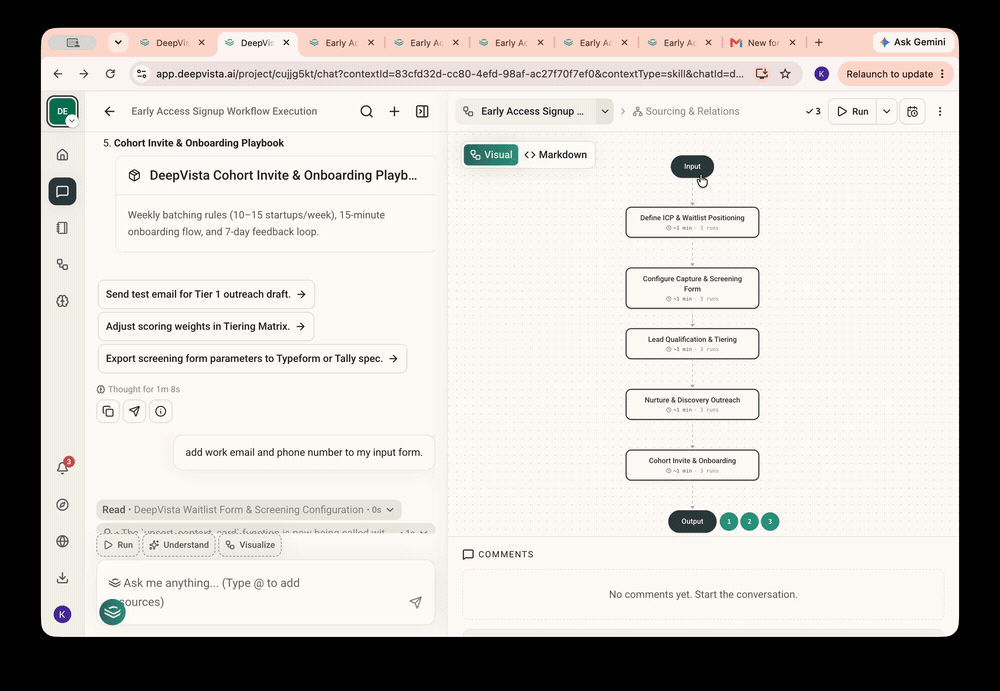 Publishing an input form from the workflow