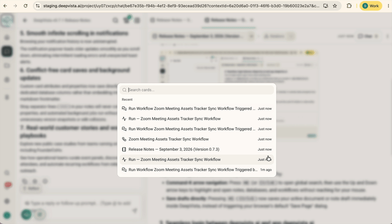 Navigating global search results with arrow keys