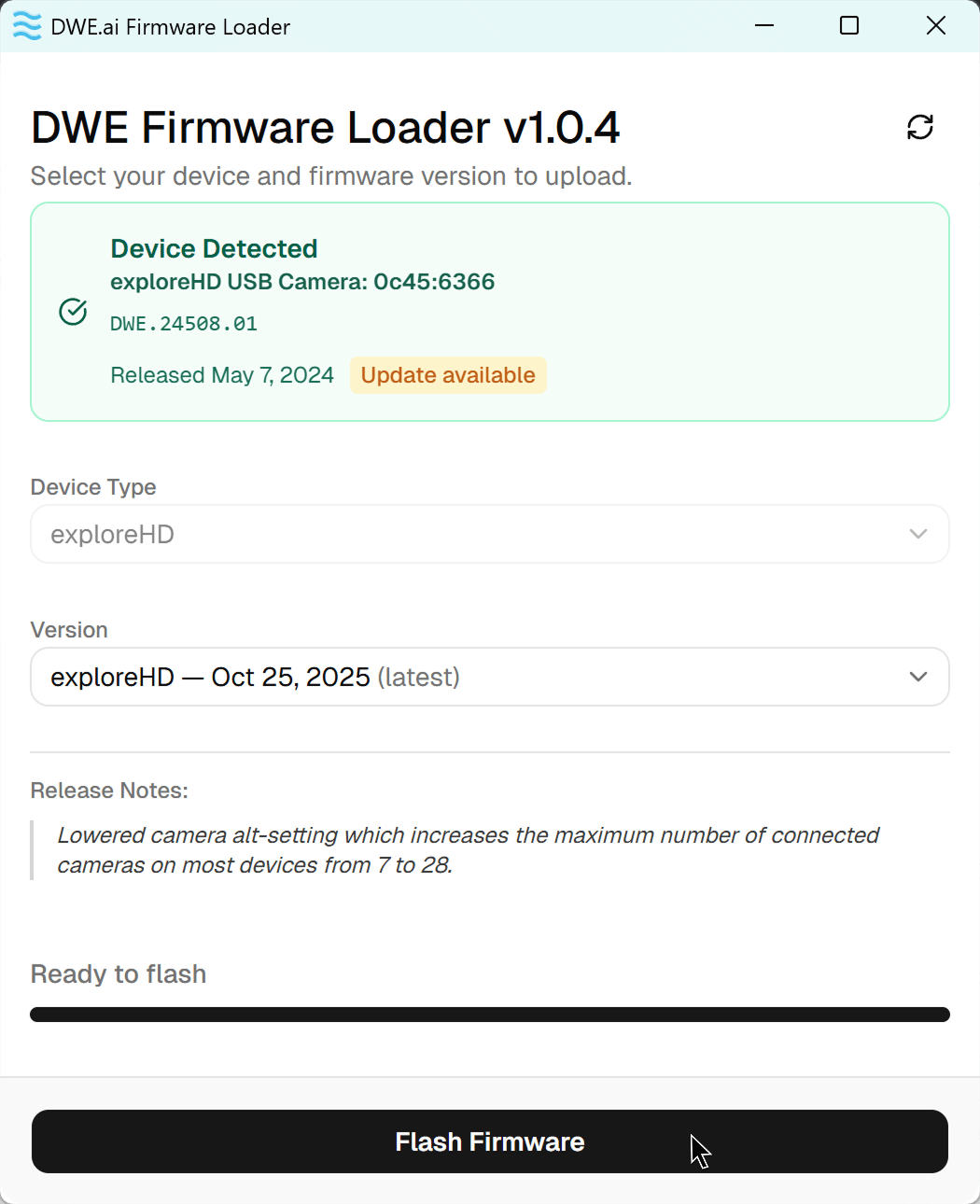 Pressione o botão Flash Firmware