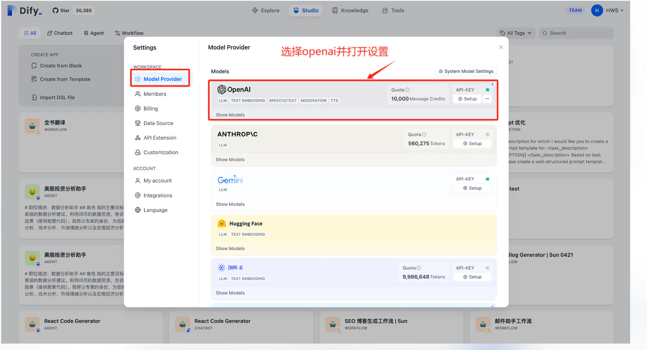 配置 OpenAI 提供方