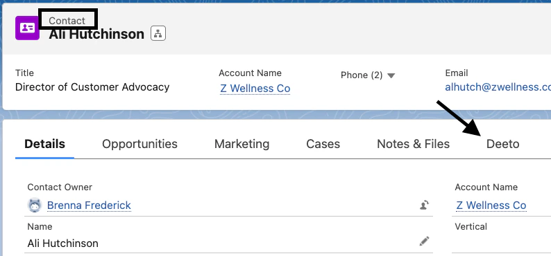 Navigate to the Contact record in Salesforce