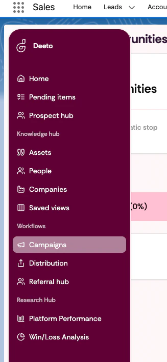 Flow builder showing the Deeto Add To Campaign callout action being added inside the loop
